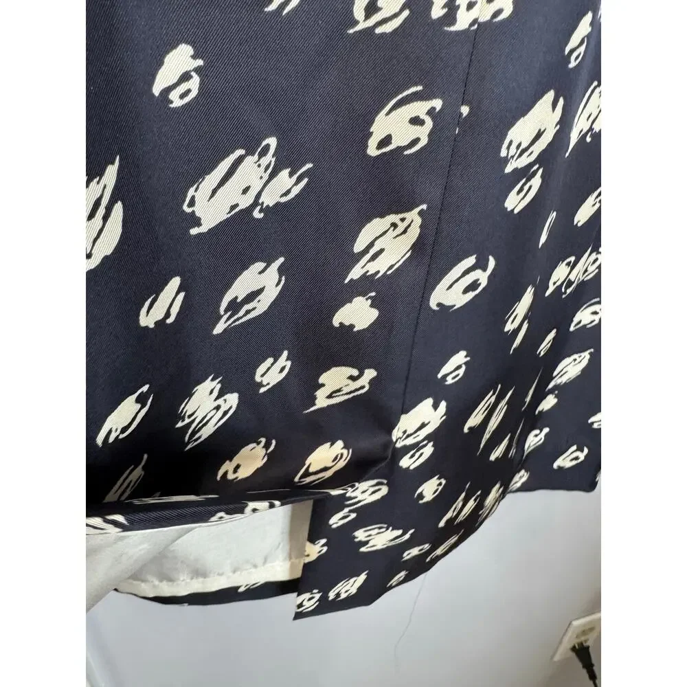 Kate Spade Blue Doodled Polka Dots Silk Bow Waist Blaine Dress women's 6 New
